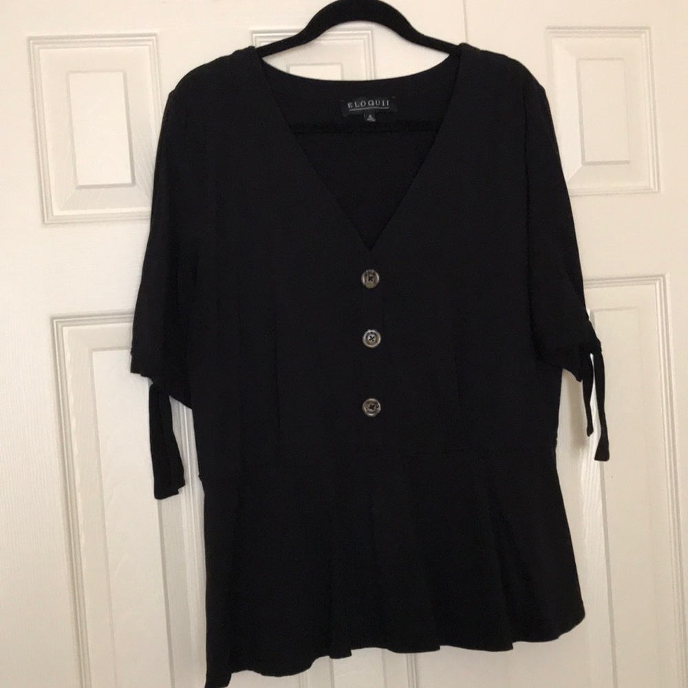 Eloquii Tie Sleeve Button Down Blouse Size 18